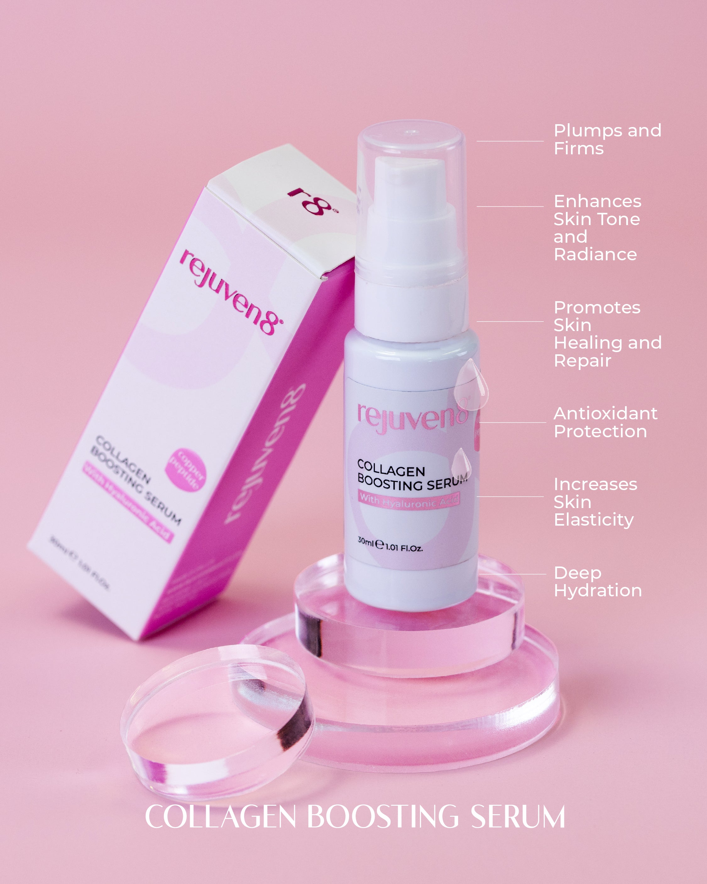 Rejuven8 Collagen Boosting Serum With Hyaluronic Acid - 30ml