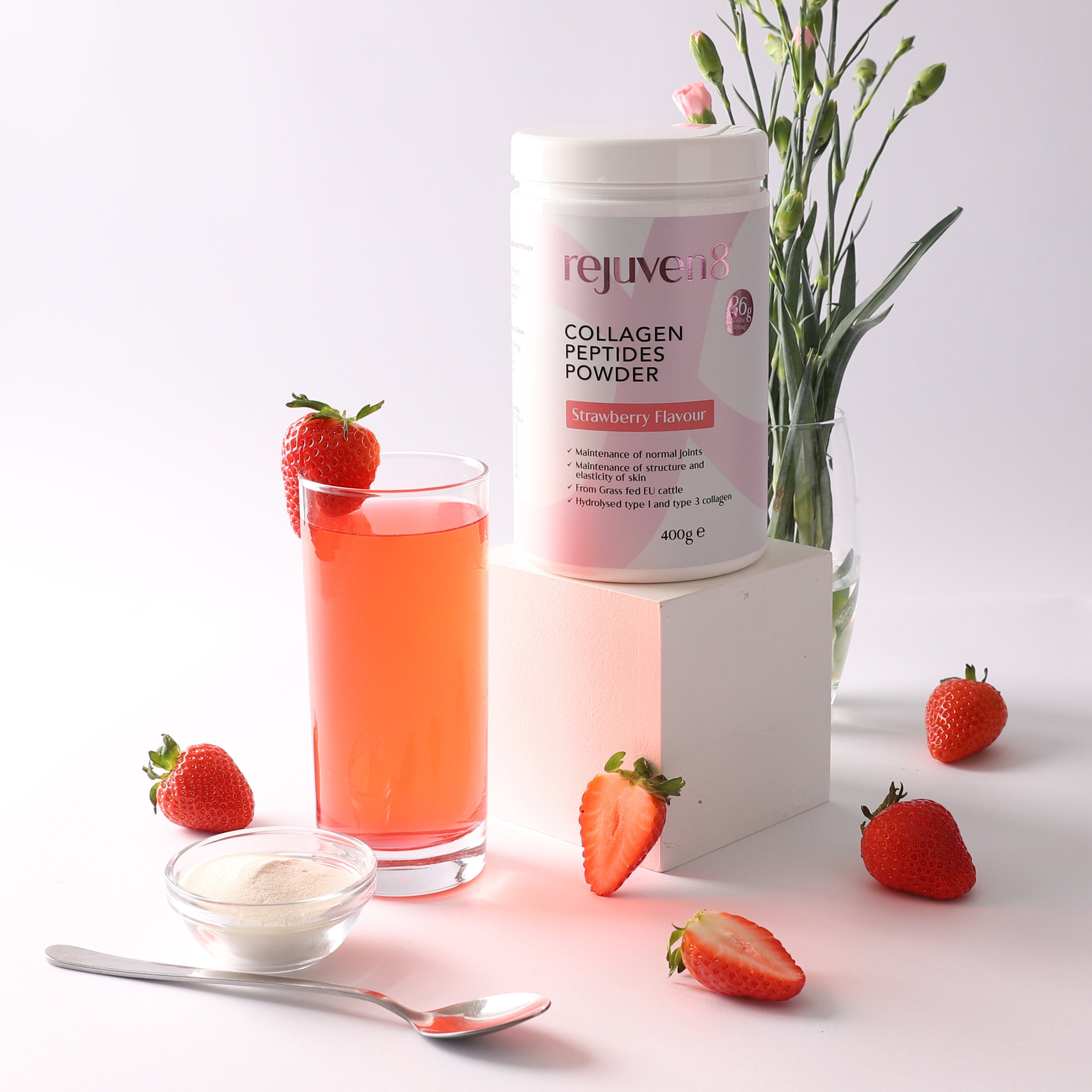 Strawberry Flavour Collagen Peptides Powder (14 Day Supply) 400g